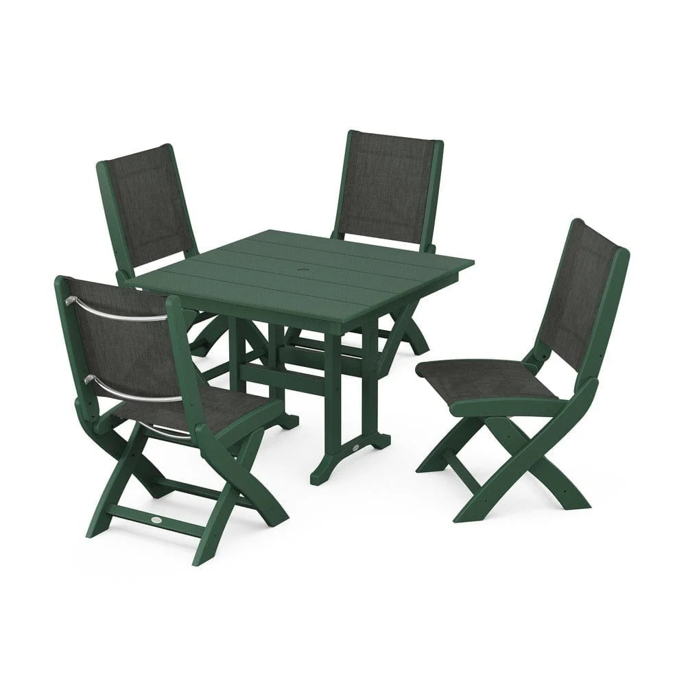 POLYWOOD® - Coastal Folding Side Chair 5-Piece Farmhouse Dining Set - PWS1143 - Image 97