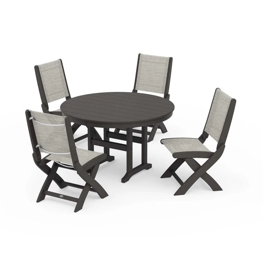 POLYWOOD® - Coastal Folding Side Chair 5-Piece Round Dining Set - PWS1358 - Image 12