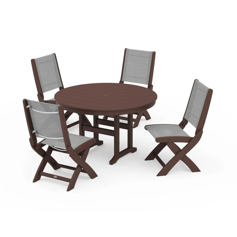 POLYWOOD® - Coastal Folding Side Chair 5-Piece Round Dining Set - PWS1358 - Image 17