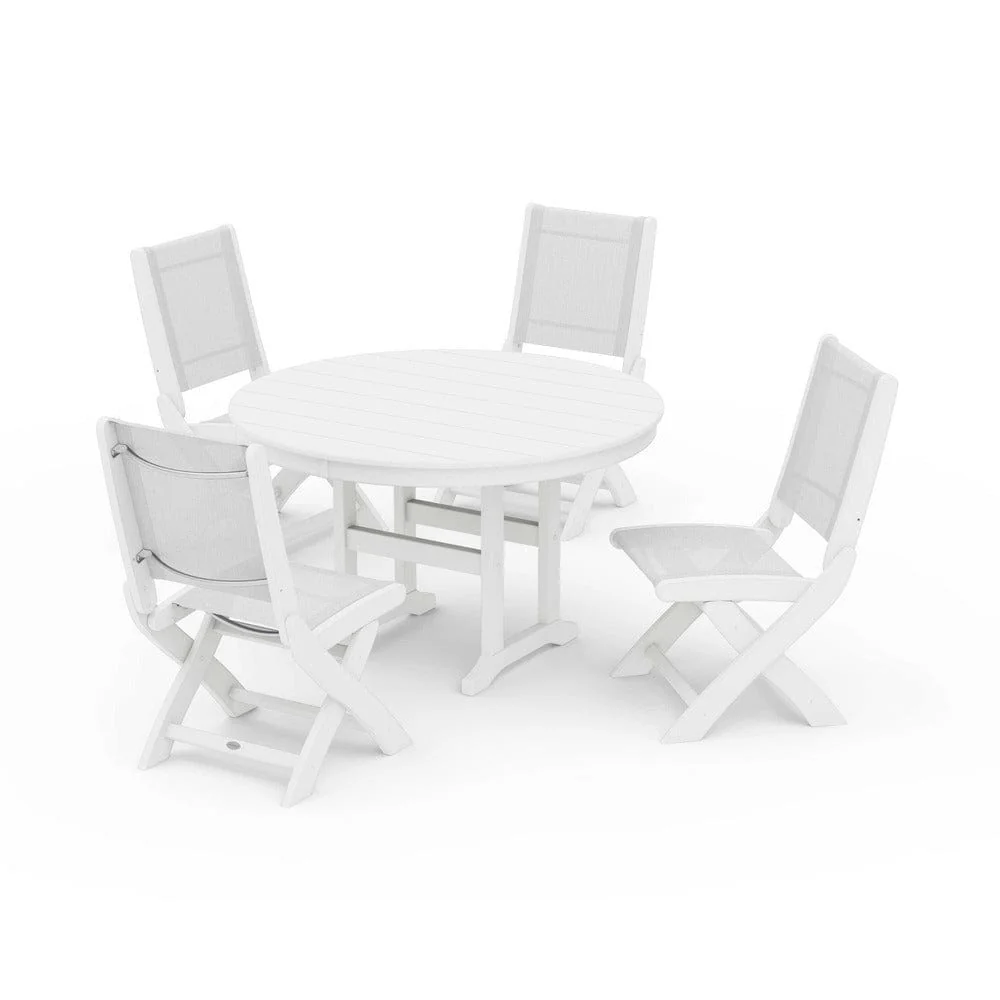 POLYWOOD® - Coastal Folding Side Chair 5-Piece Round Dining Set - PWS1358 - Image 18