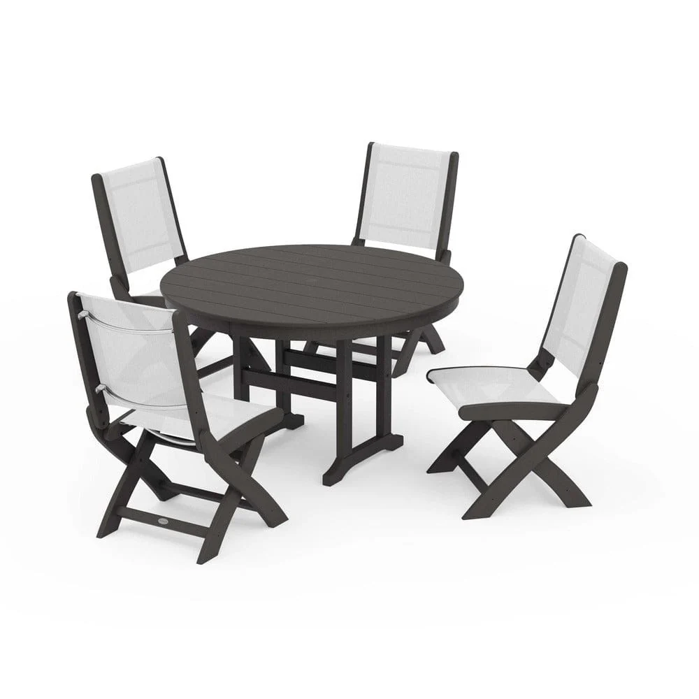 POLYWOOD® - Coastal Folding Side Chair 5-Piece Round Dining Set - PWS1358 - Image 32