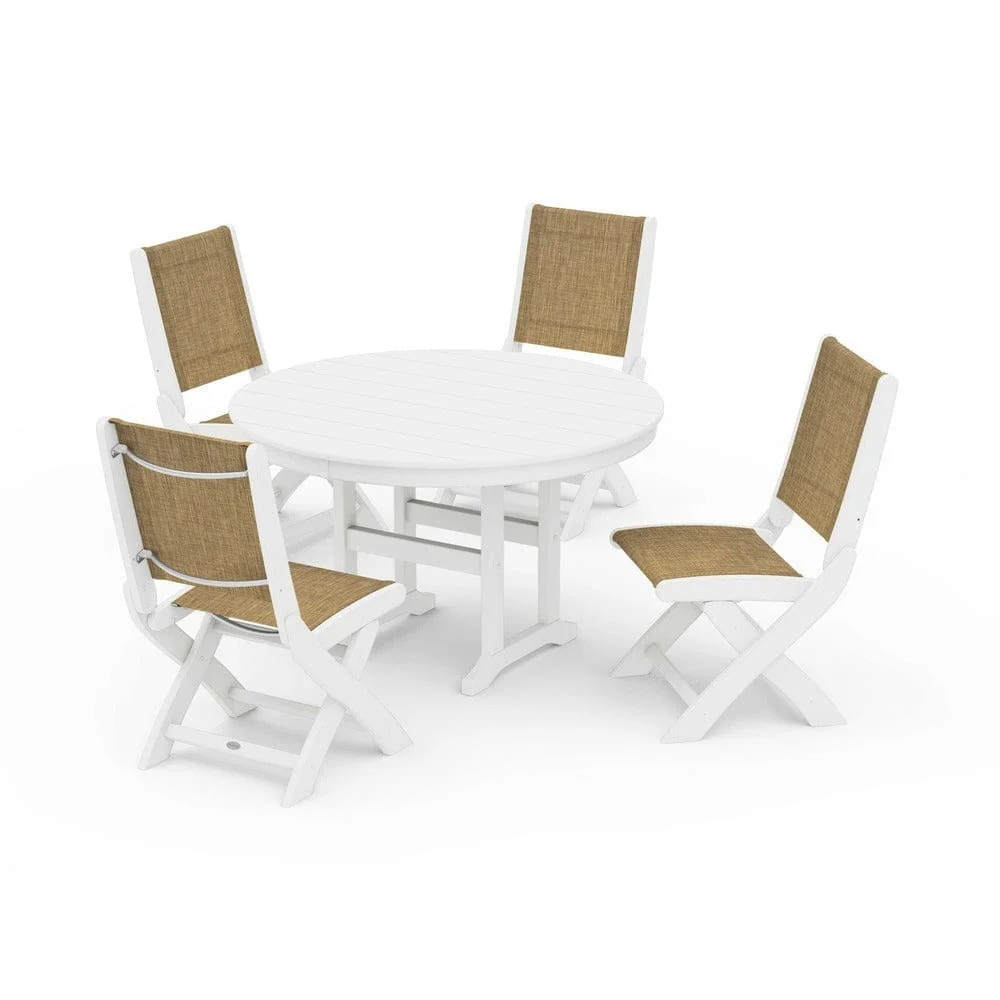 POLYWOOD® - Coastal Folding Side Chair 5-Piece Round Dining Set - PWS1358 - Image 47
