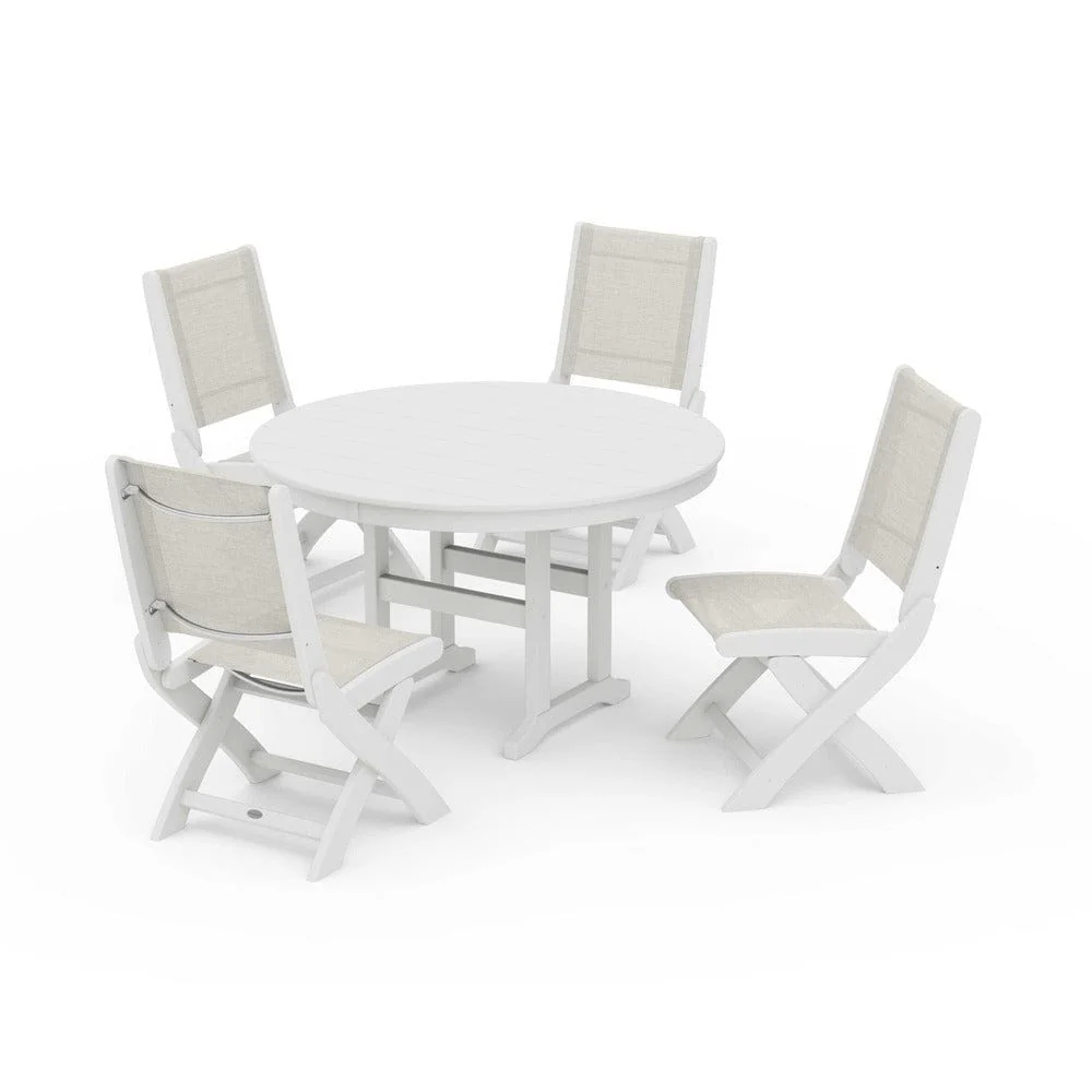 POLYWOOD® - Coastal Folding Side Chair 5-Piece Round Dining Set - PWS1358 - Image 69