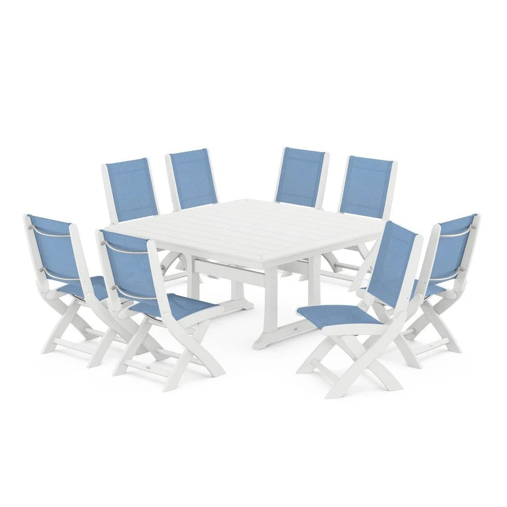 POLYWOOD® - Coastal Folding Side Chair 9-Piece Dining Set with Trestle Legs - PWS1113 - Image 101
