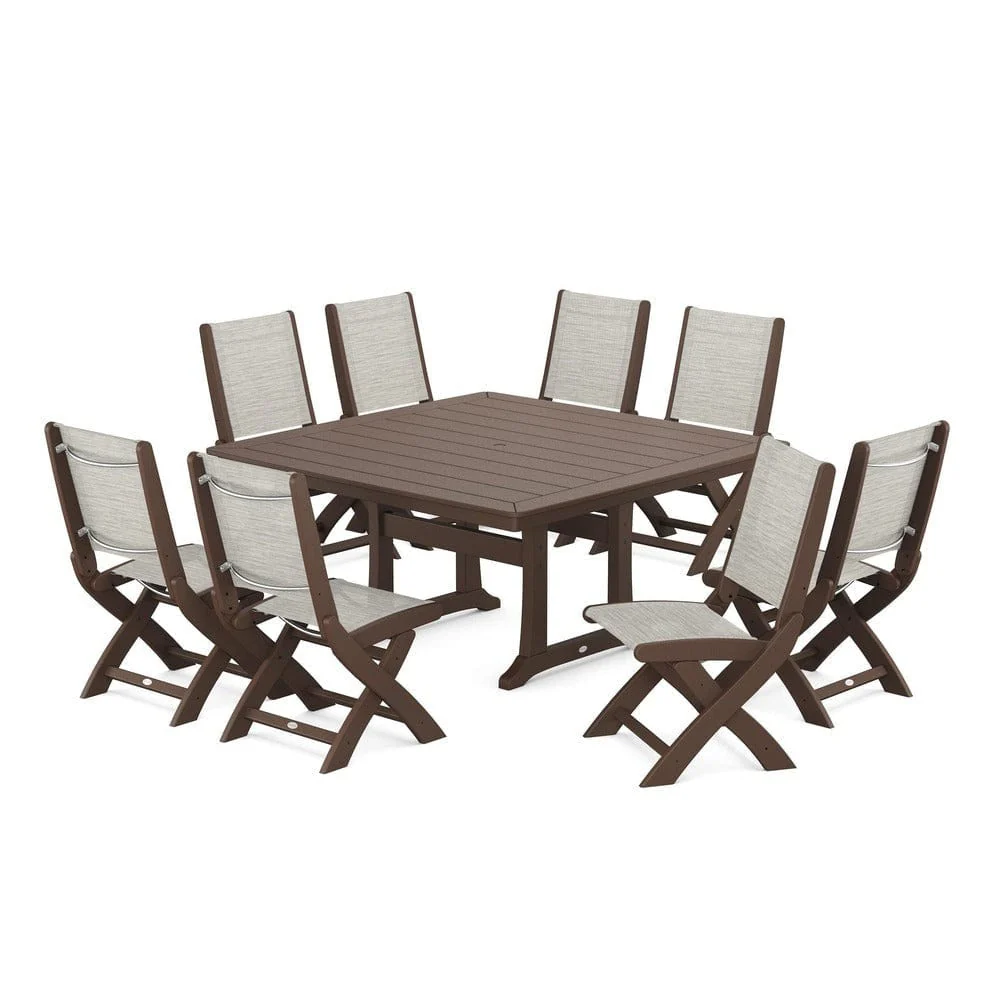 POLYWOOD® - Coastal Folding Side Chair 9-Piece Dining Set with Trestle Legs - PWS1113 - Image 110