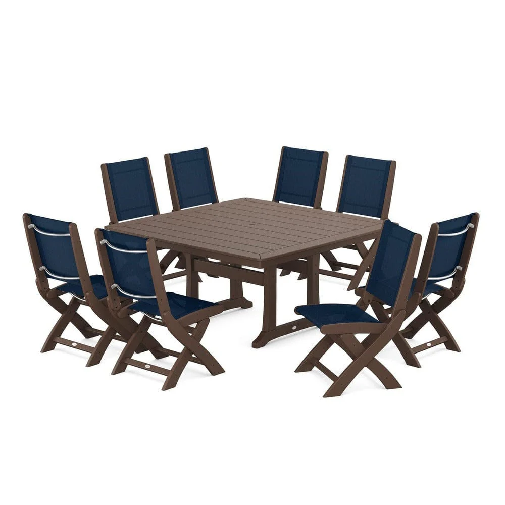 POLYWOOD® - Coastal Folding Side Chair 9-Piece Dining Set with Trestle Legs - PWS1113 - Image 111