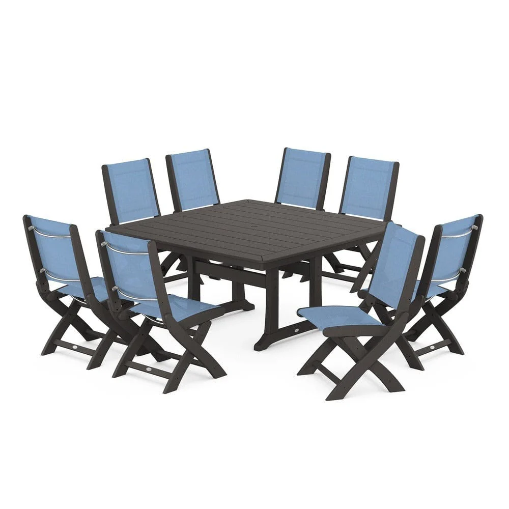 POLYWOOD® - Coastal Folding Side Chair 9-Piece Dining Set with Trestle Legs - PWS1113 - Image 114