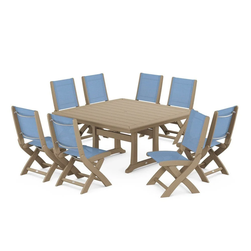 POLYWOOD® - Coastal Folding Side Chair 9-Piece Dining Set with Trestle Legs - PWS1113 - Image 115