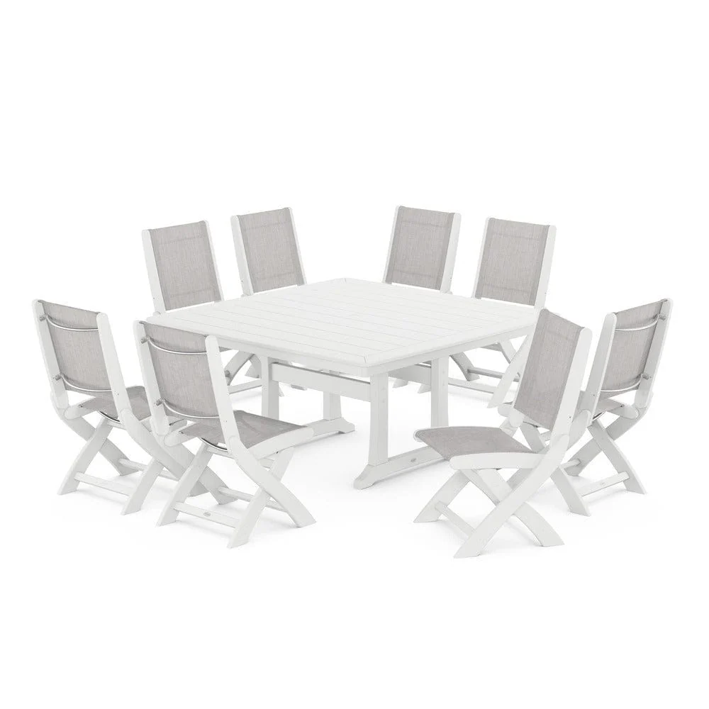 POLYWOOD® - Coastal Folding Side Chair 9-Piece Dining Set with Trestle Legs - PWS1113 - Image 19