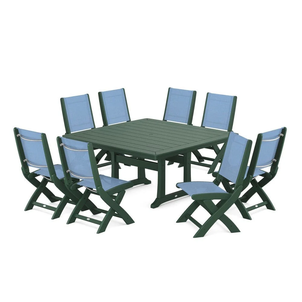 POLYWOOD® - Coastal Folding Side Chair 9-Piece Dining Set with Trestle Legs - PWS1113 - Image 22