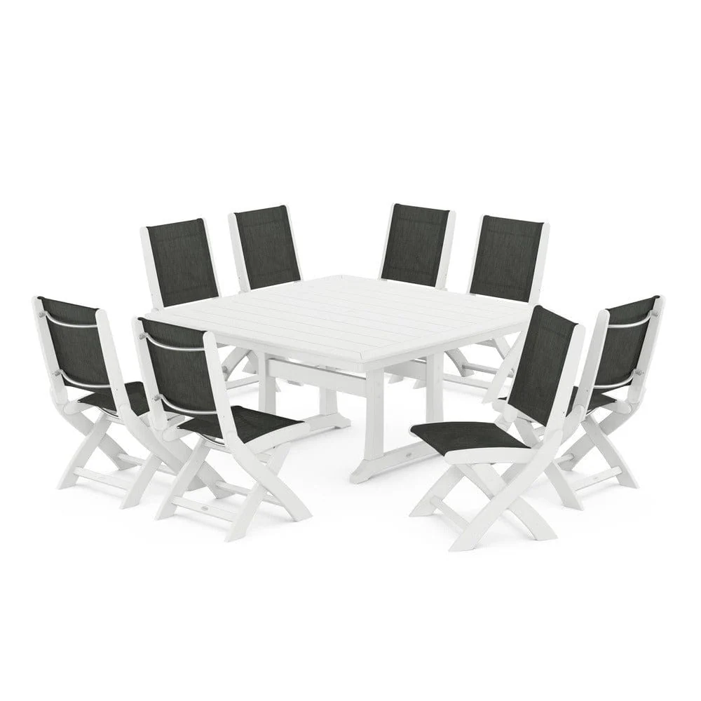 POLYWOOD® - Coastal Folding Side Chair 9-Piece Dining Set with Trestle Legs - PWS1113 - Image 25