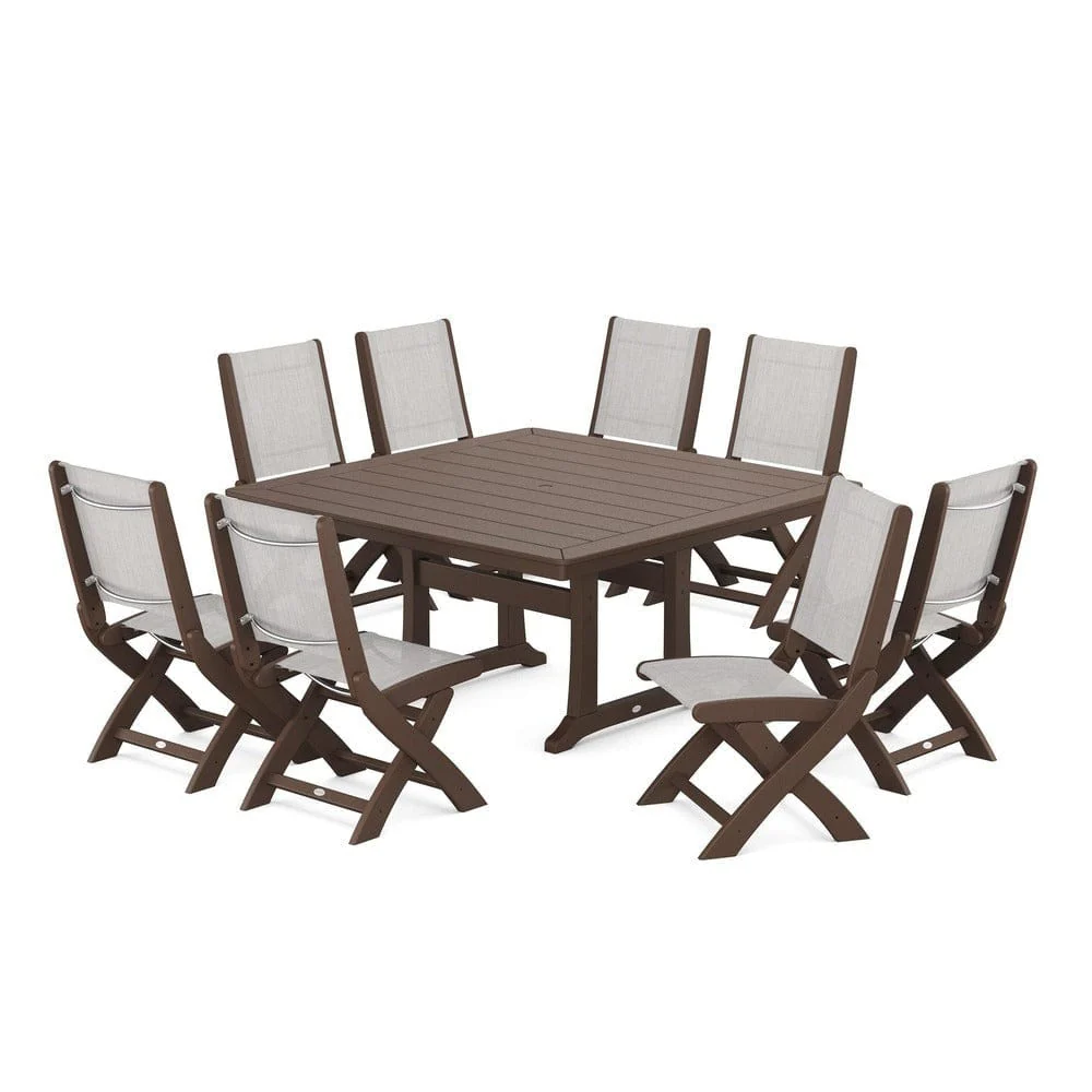 POLYWOOD® - Coastal Folding Side Chair 9-Piece Dining Set with Trestle Legs - PWS1113 - Image 52