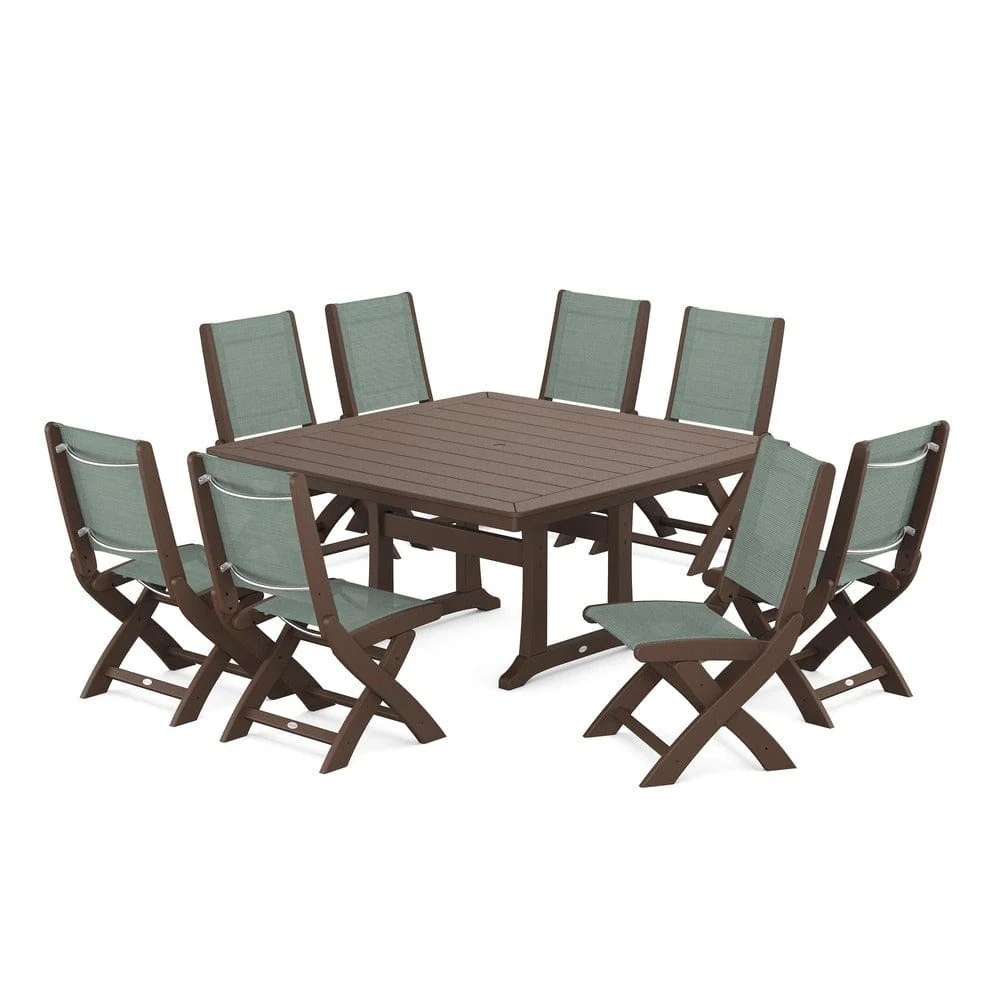 POLYWOOD® - Coastal Folding Side Chair 9-Piece Dining Set with Trestle Legs - PWS1113 - Image 58