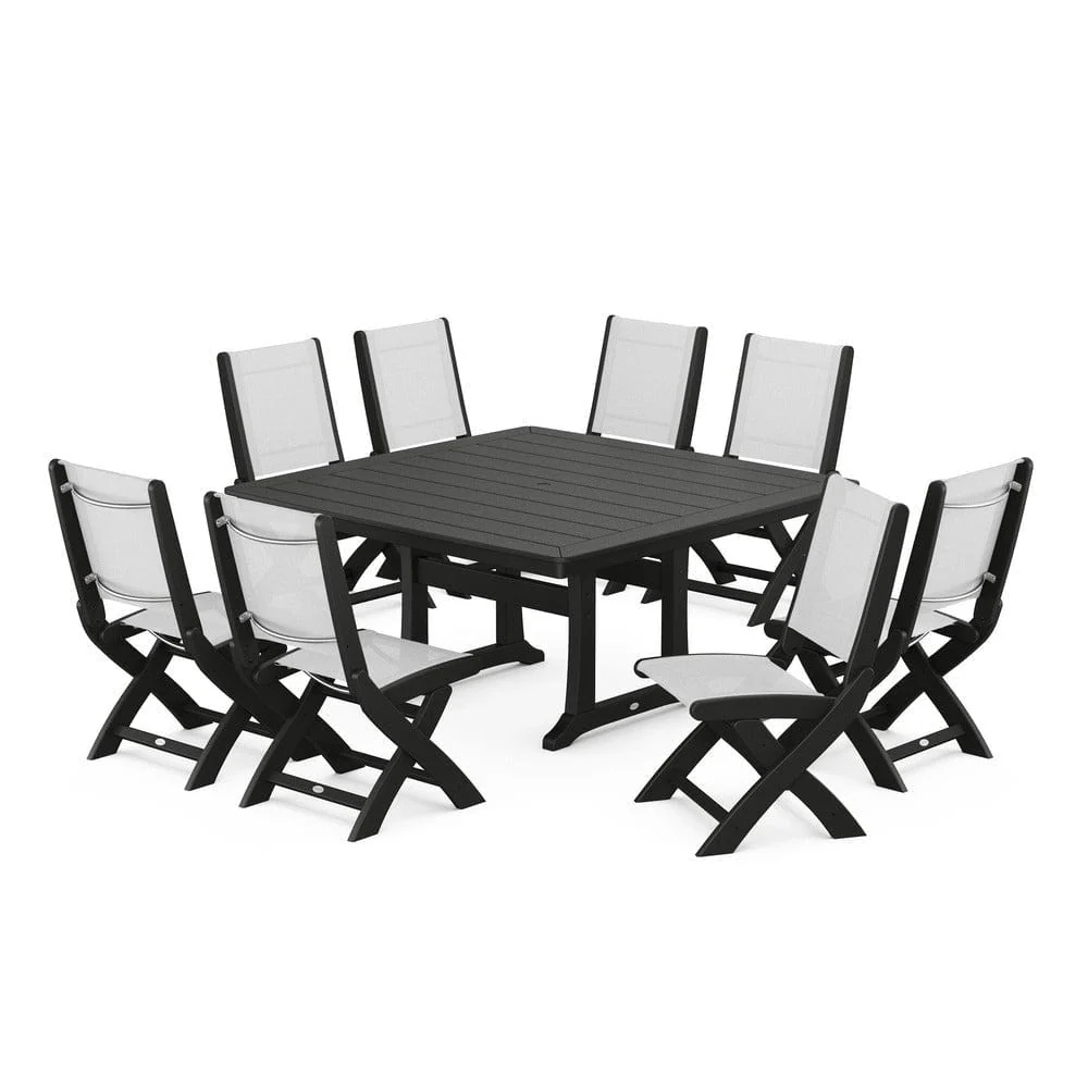 POLYWOOD® - Coastal Folding Side Chair 9-Piece Dining Set with Trestle Legs - PWS1113 - Image 74