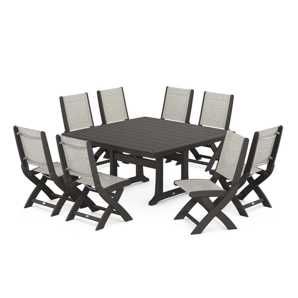 POLYWOOD® - Coastal Folding Side Chair 9-Piece Dining Set with Trestle Legs - PWS1113 - Image 89