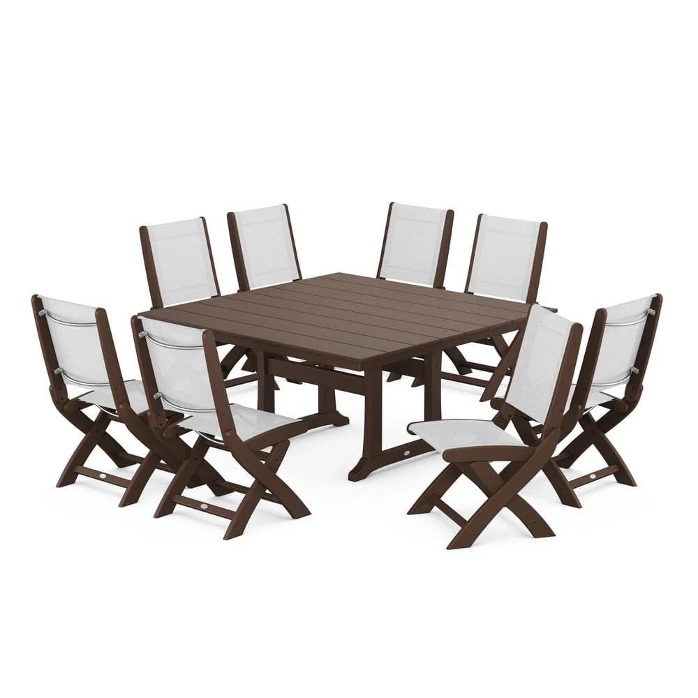POLYWOOD® - Coastal Folding Side Chair 9-Piece Farmhouse Dining Set - PWS1287 - Image 69
