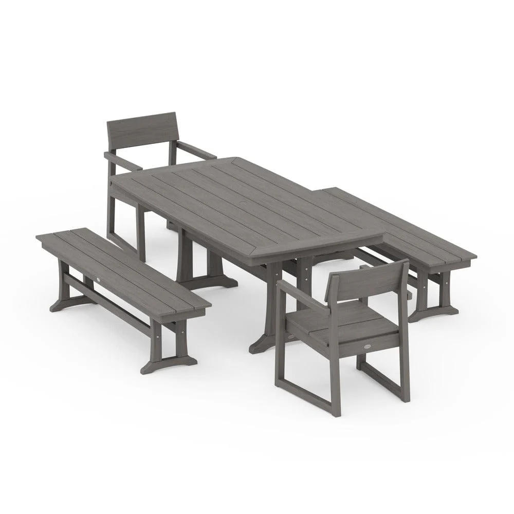 POLYWOOD® EDGE 5-Piece Dining Set with Trestle Legs - PWS1038 - Image 12
