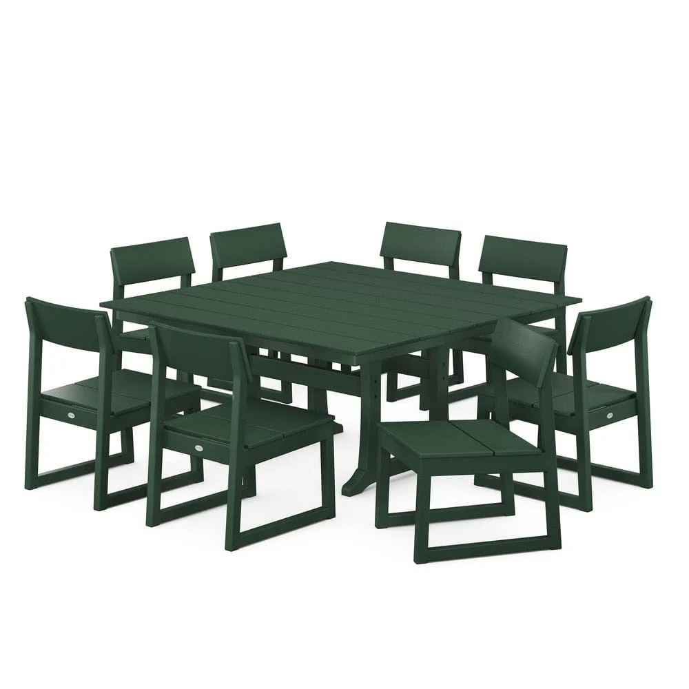 POLYWOOD® Edge 9-Piece Farmhouse Trestle Dining Set - PWS736-1 - Image 3