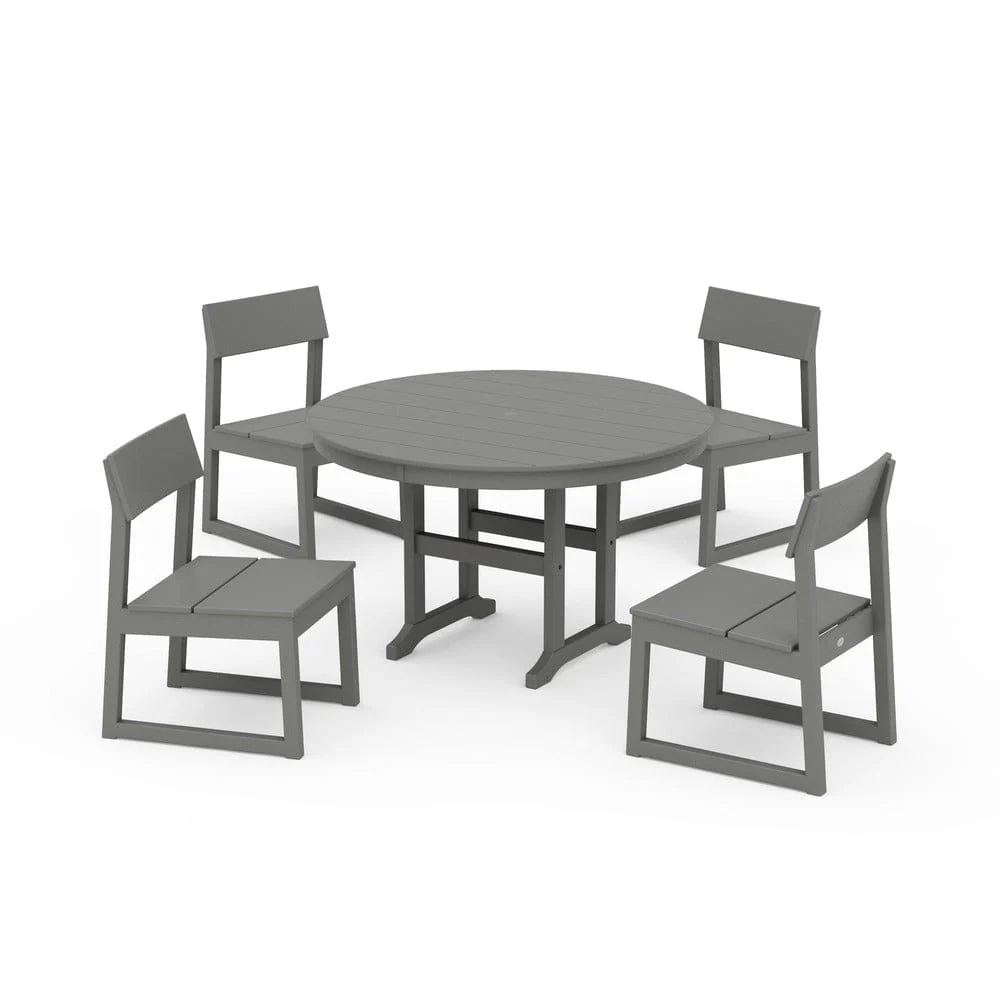 POLYWOOD® EDGE Side Chair 5-Piece Round Farmhouse Dining Set - PWS1360