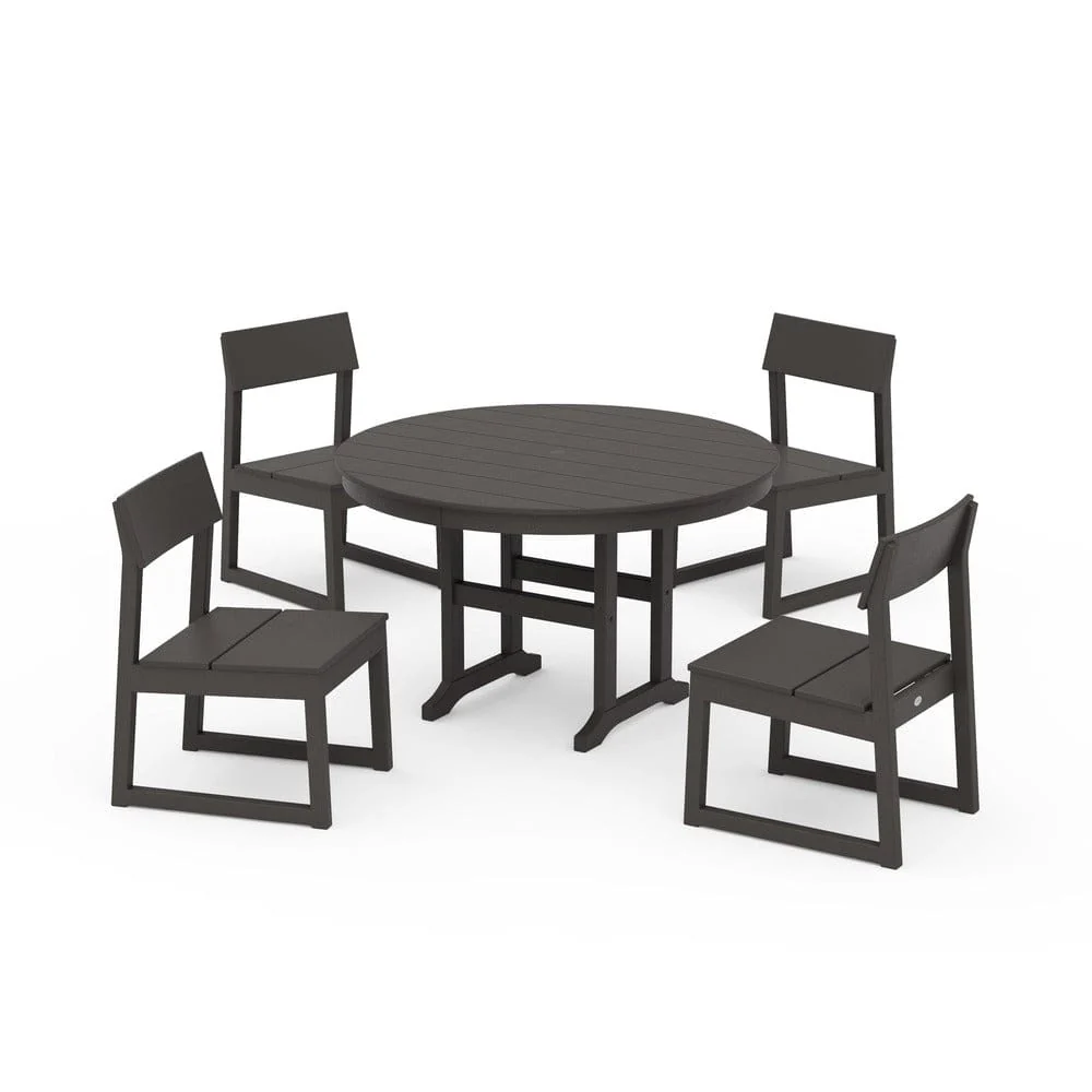 POLYWOOD® EDGE Side Chair 5-Piece Round Farmhouse Dining Set - PWS1360 - Image 10