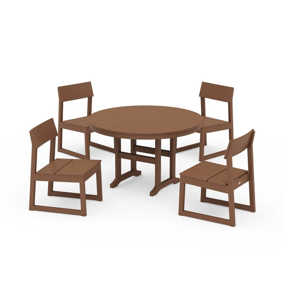 POLYWOOD® EDGE Side Chair 5-Piece Round Farmhouse Dining Set - PWS1360 - Image 5