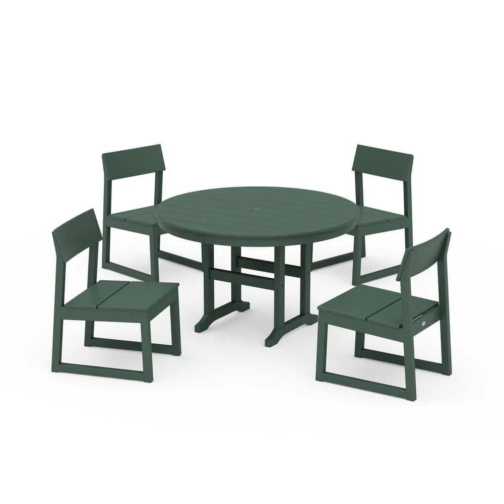 POLYWOOD® EDGE Side Chair 5-Piece Round Farmhouse Dining Set - PWS1360 - Image 8