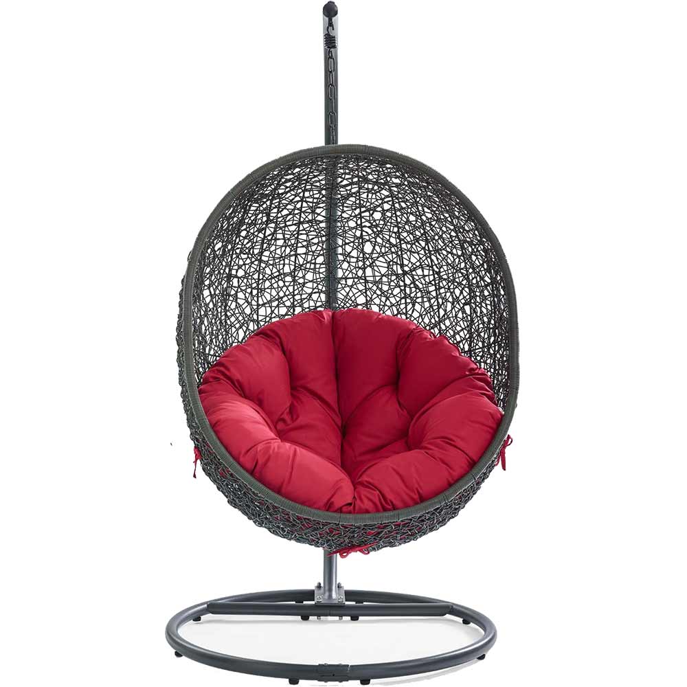 Modway - Hide Outdoor Patio Swing Chair With Stand & Red Cushion - Image 5