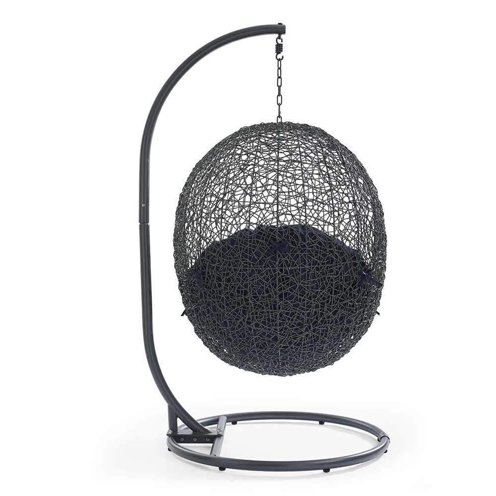 Modway - Hide Outdoor Patio Swing Chair With Stand & Grey/Navy Cushion - Image 5