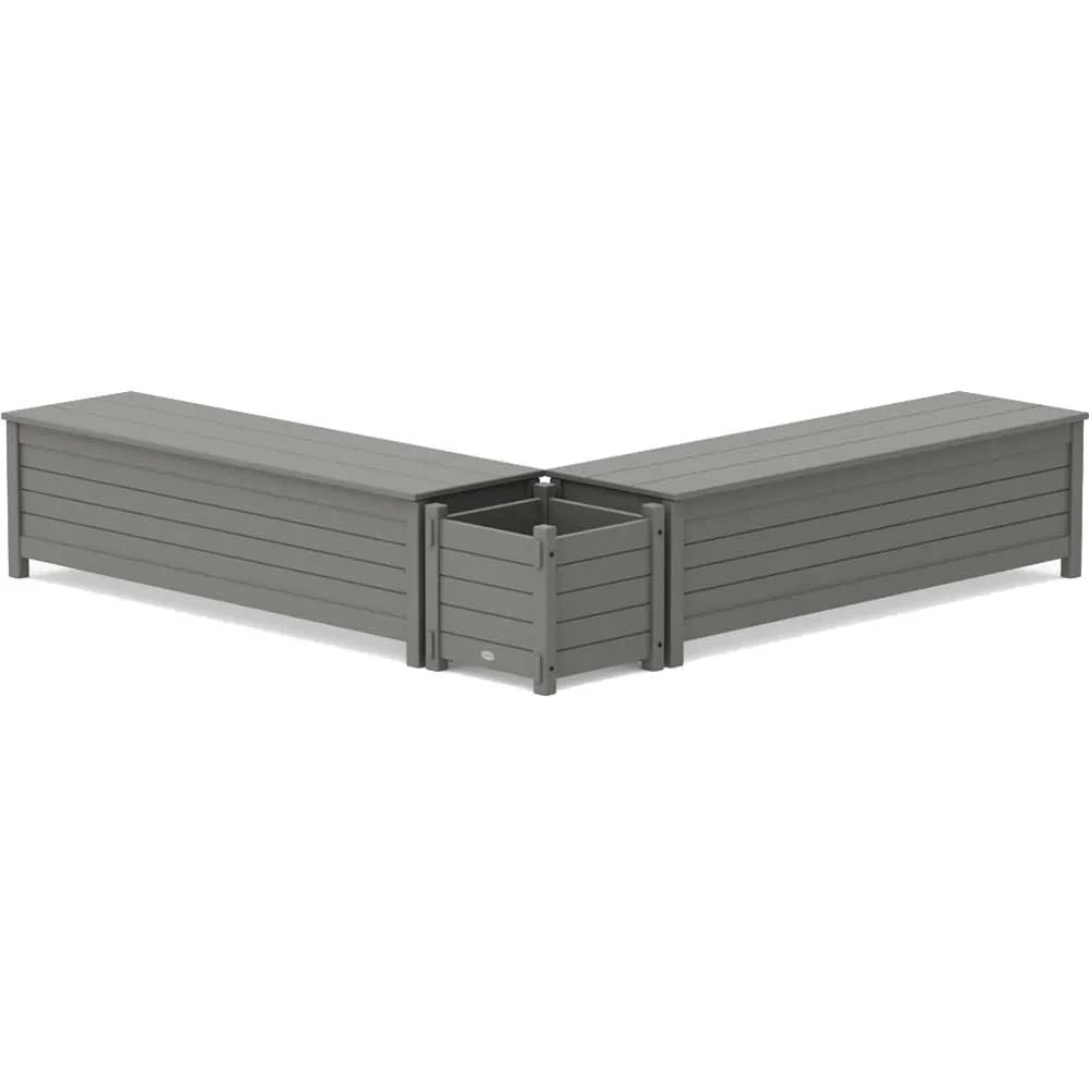POLYWOOD® 60" Nautical L- Shaped Planter Storage Bench Set - PWS2975-1