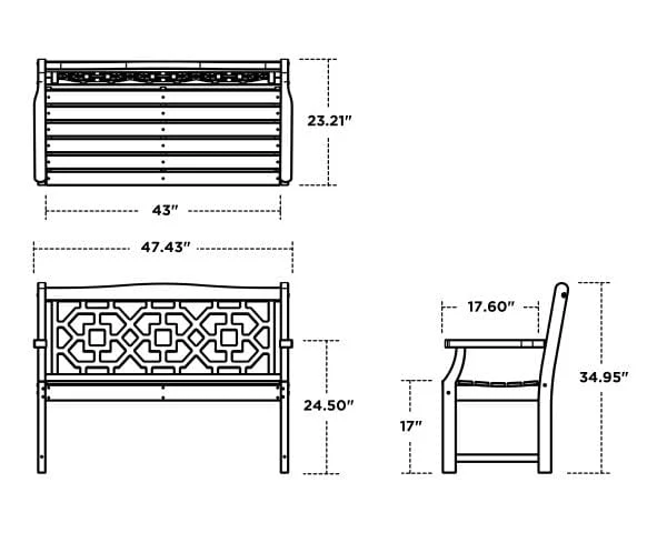POLYWOOD® Martha Stewart Chinoiserie 48” Garden Bench - MSTGB481 - Image 3