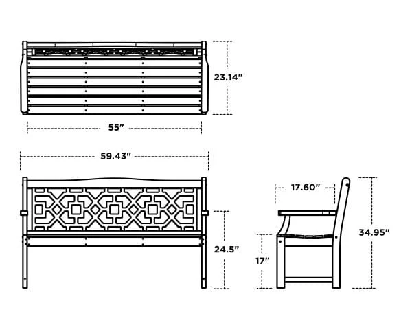 POLYWOOD® Martha Stewart Chinoiserie 60” Garden Bench - MSTGB601 - Image 3