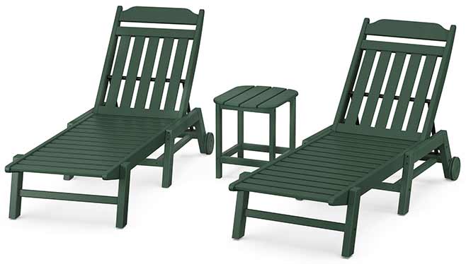 POLYWOOD® Country Living 3-Piece Chaise Set with Wheels - PWS1553-1 - Image 5
