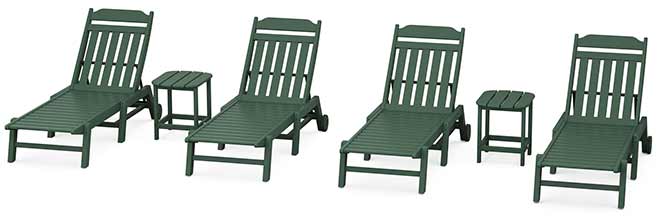 POLYWOOD® Country Living 6-Piece Chaise Set with Wheels - PWS1557-1 - Image 5