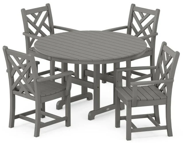 POLYWOOD® Dining Set - Chippendale 5-Piece Round Farmhouse - PWS122-1 - Image 3
