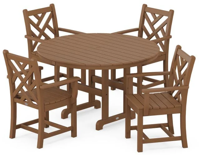POLYWOOD® Dining Set - Chippendale 5-Piece Round Farmhouse - PWS122-1 - Image 5