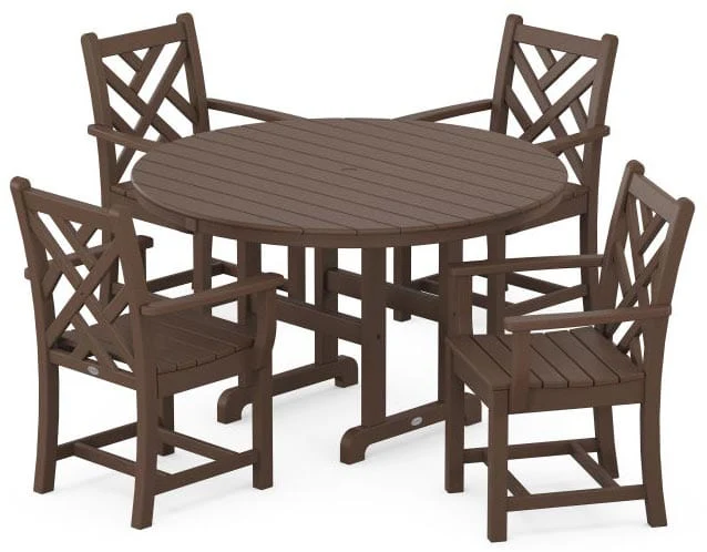 POLYWOOD® Dining Set - Chippendale 5-Piece Round Farmhouse - PWS122-1 - Image 6