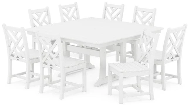 POLYWOOD® Dining Set - Chippendale 9-Piece Nautical Trestle - PWS735-1 - Image 7