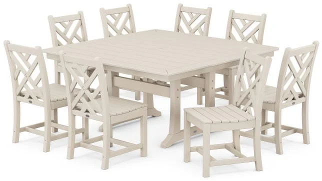 POLYWOOD® Dining Set - Chippendale 9-Piece Nautical Trestle - PWS735-1 - Image 8