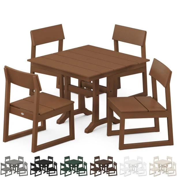 POLYWOOD® Dining Set - EDGE 5-Piece Farmhouse Trestle Side Chair- PWS737-1