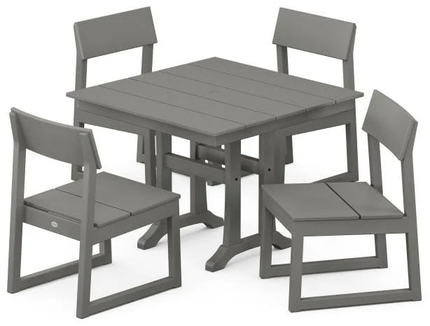 POLYWOOD® Dining Set - EDGE 5-Piece Farmhouse Trestle Side Chair- PWS737-1 - Image 2