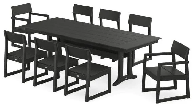 POLYWOOD® EDGE 9-Piece Farmhouse Dining Set with Trestle Legs - PWS1437-1 - Image 3