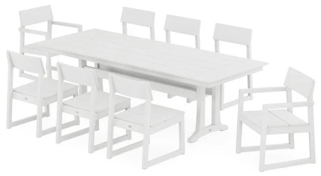 POLYWOOD® EDGE 9-Piece Farmhouse Dining Set with Trestle Legs - PWS1437-1 - Image 7