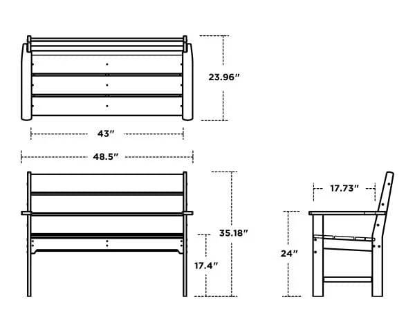 POLYWOOD® Lakeside 48" Bench - MNB481 - Image 3
