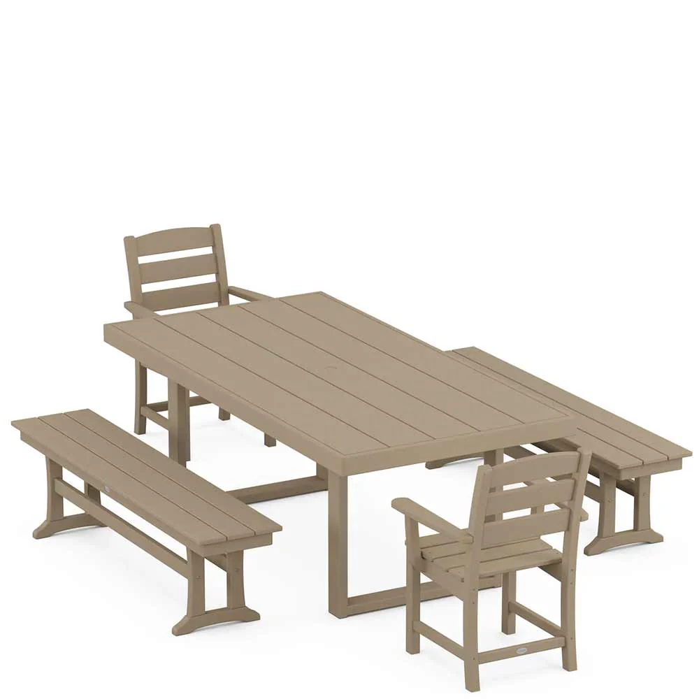 POLYWOOD® Lakeside 5-Piece Dining Set with Benches - PWS877-1 - Image 10