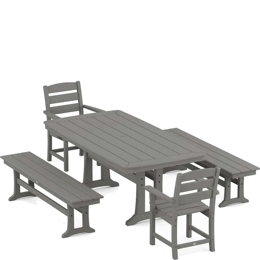 POLYWOOD® Lakeside 5-Piece Dining Set with Trestle Legs - PWS1043-1 - Image 3