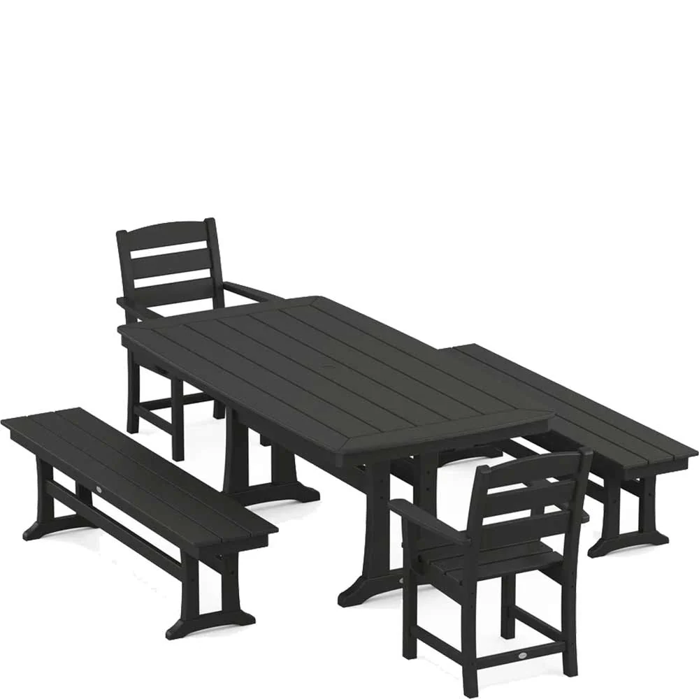 POLYWOOD® Lakeside 5-Piece Dining Set with Trestle Legs - PWS1043-1 - Image 4