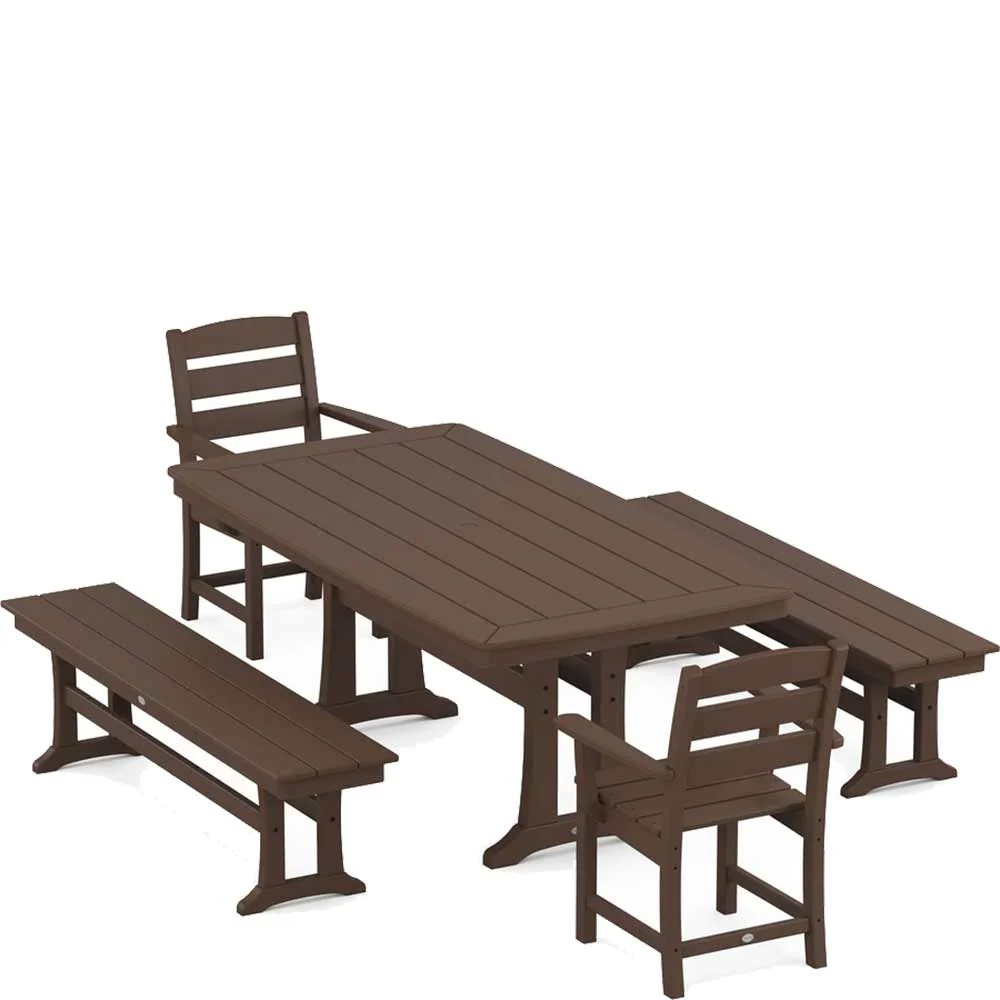 POLYWOOD® Lakeside 5-Piece Dining Set with Trestle Legs - PWS1043-1 - Image 6