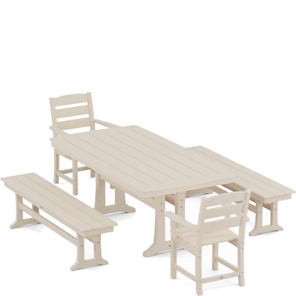 POLYWOOD® Lakeside 5-Piece Dining Set with Trestle Legs - PWS1043-1 - Image 8