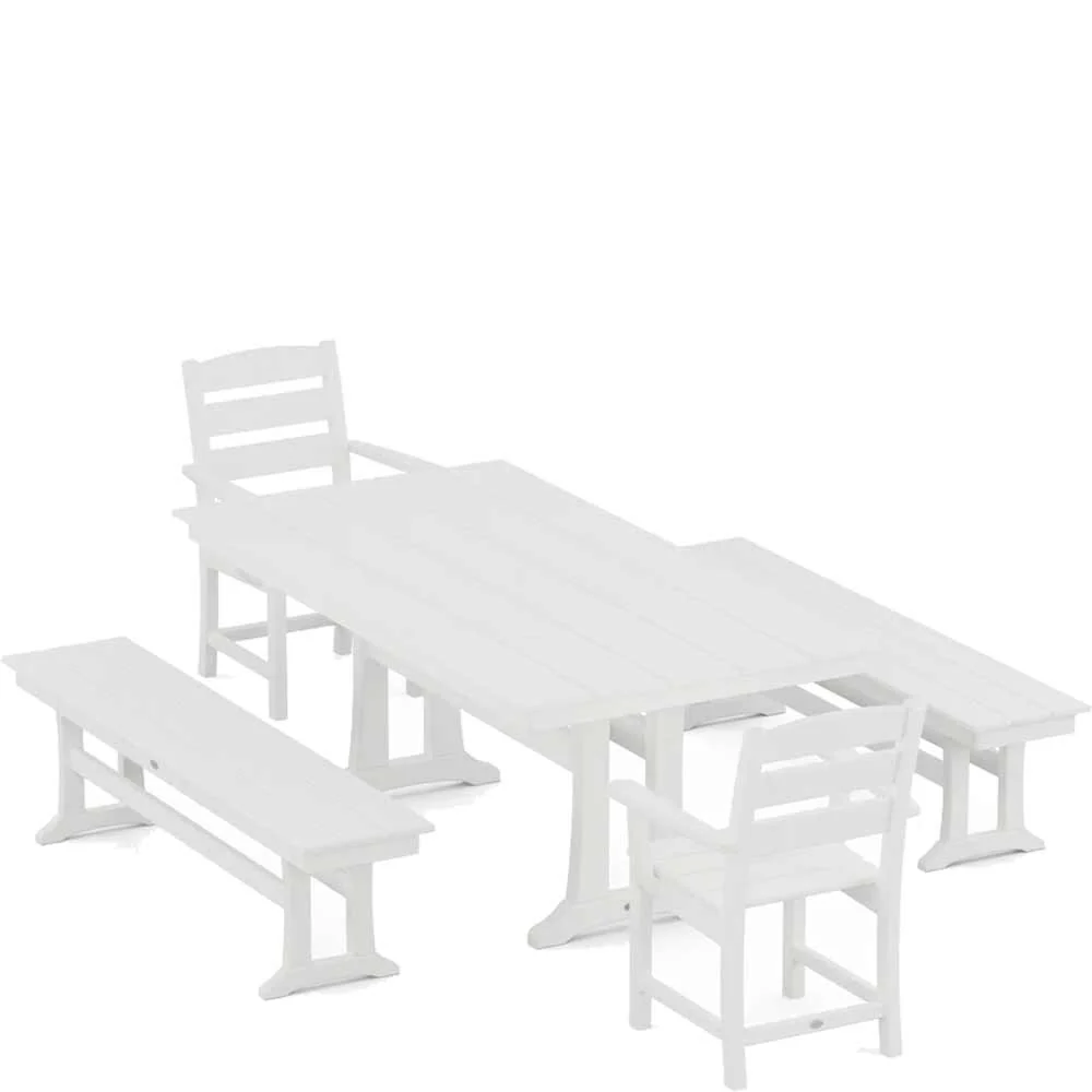 POLYWOOD® Lakeside 5-Piece Farmhouse Dining Set With Trestle Legs - PWS1006-1