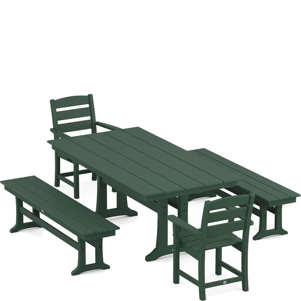 POLYWOOD® Lakeside 5-Piece Farmhouse Dining Set With Trestle Legs - PWS1006-1 - Image 6
